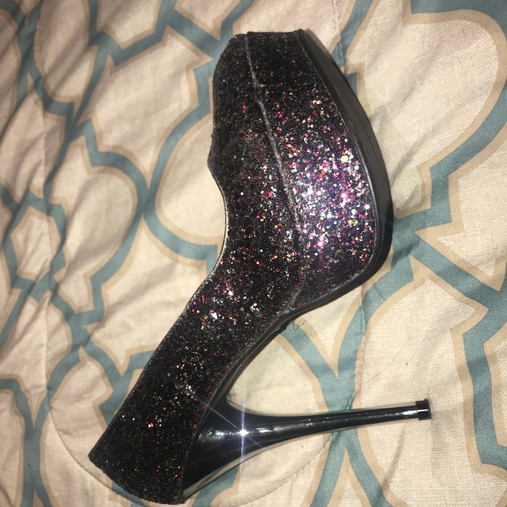 Multi colored glitter heels